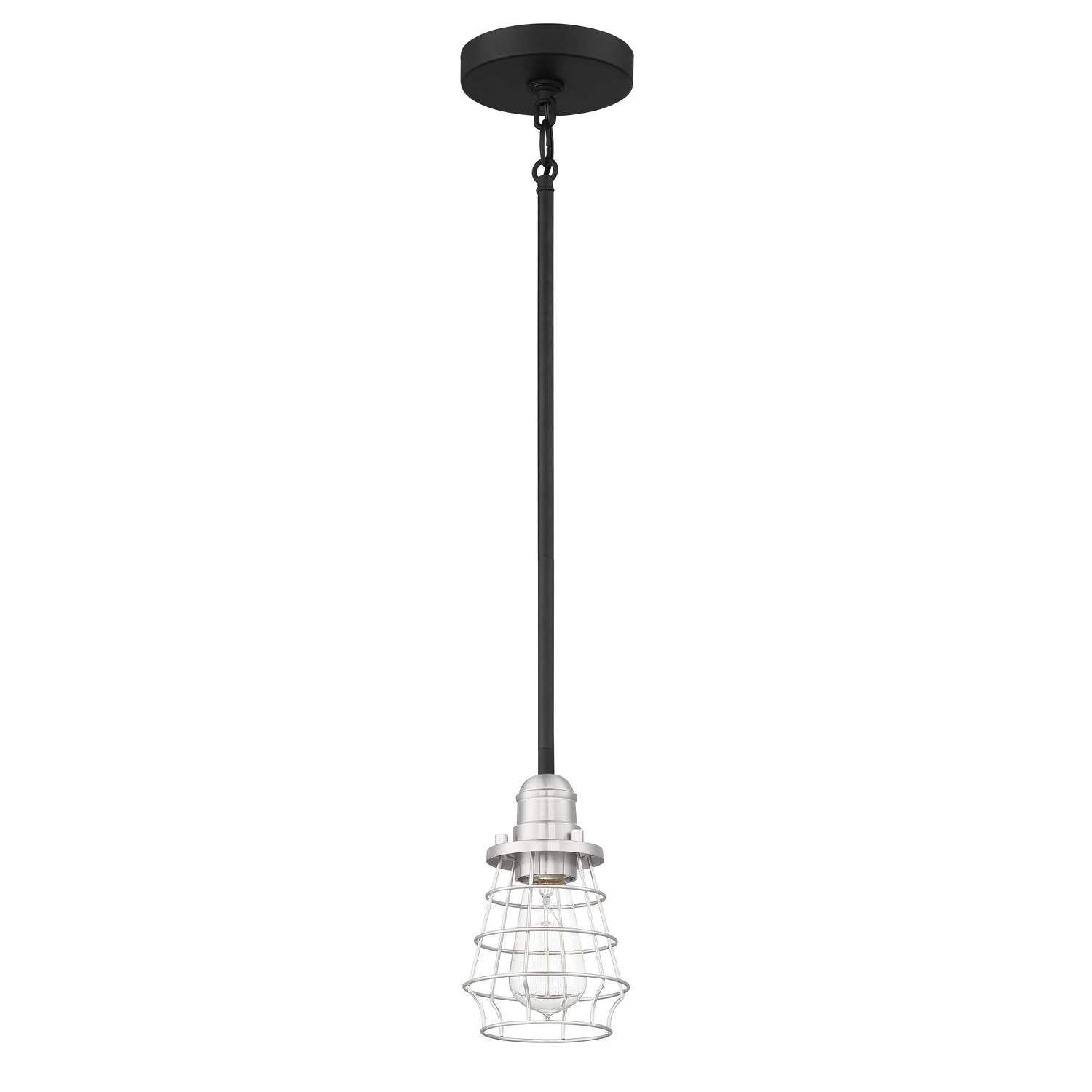 Craftmade - 50691-FBBNK - One Light Mini Pendant - Thatcher - Flat Black/Brushed Polished Nickel