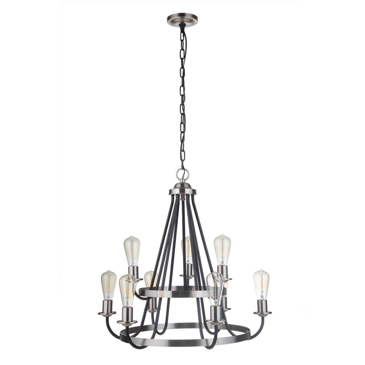 Craftmade - 50329-FBBNK - Nine Light Chandelier - Randolph - Flat Black/Brushed Polished Nickel