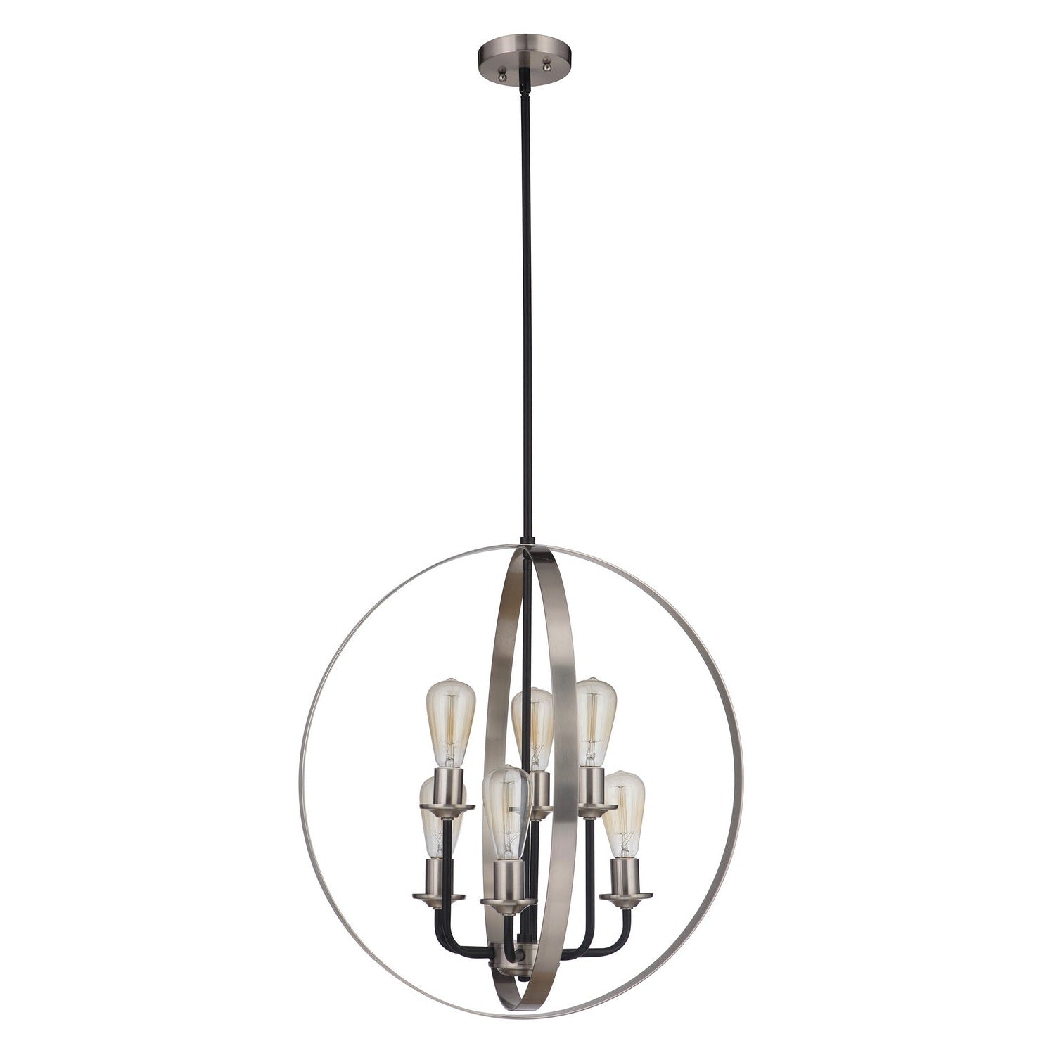 Craftmade - 50336-FBBNK - Six Light Foyer Pendant - Randolph - Flat Black/Brushed Polished Nickel