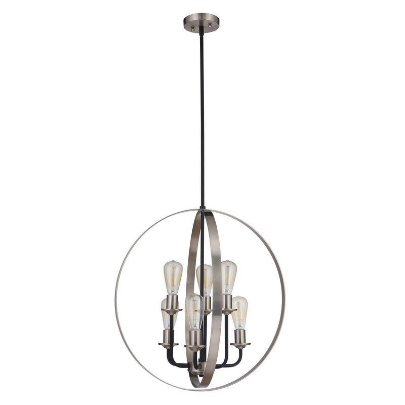 Craftmade - 50336-FBBNK - Six Light Foyer Pendant - Randolph - Flat Black/Brushed Polished Nickel