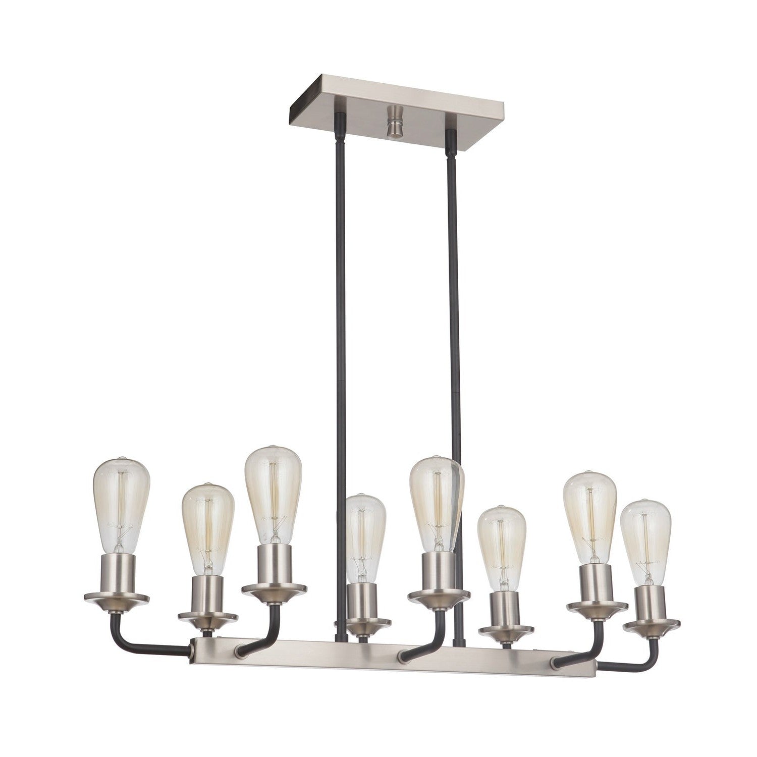 Craftmade - 50378-FBBNK - Eight Light Island Pendant - Randolph - Flat Black/Brushed Polished Nickel