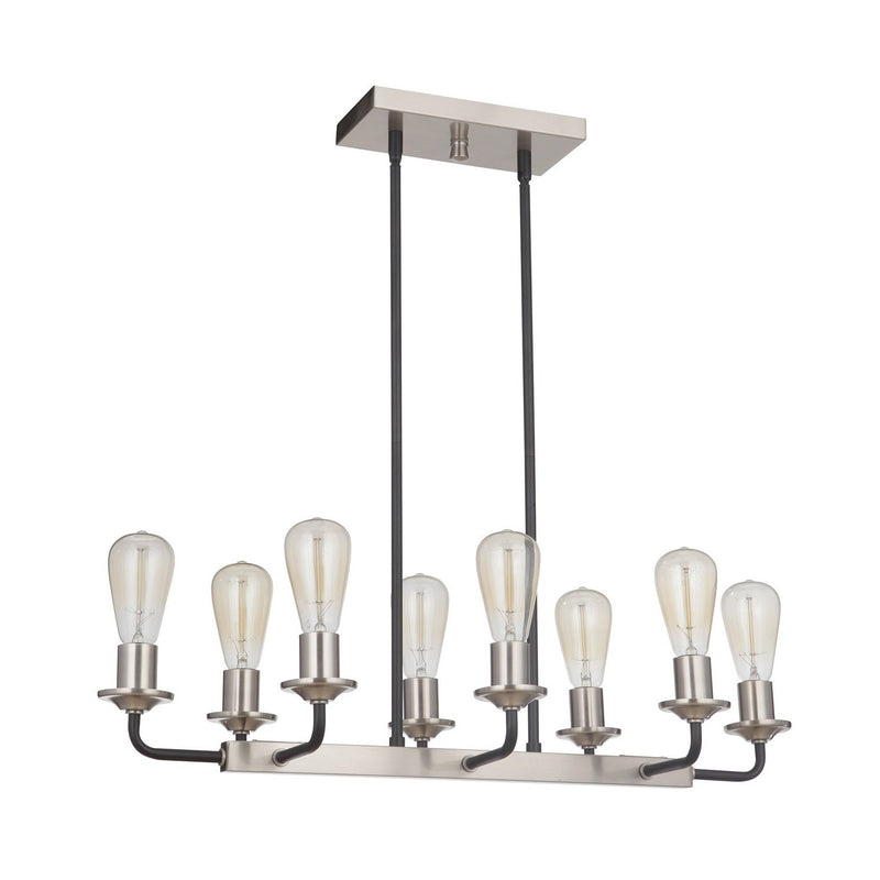 Craftmade - 50378-FBBNK - Eight Light Island Pendant - Randolph - Flat Black/Brushed Polished Nickel