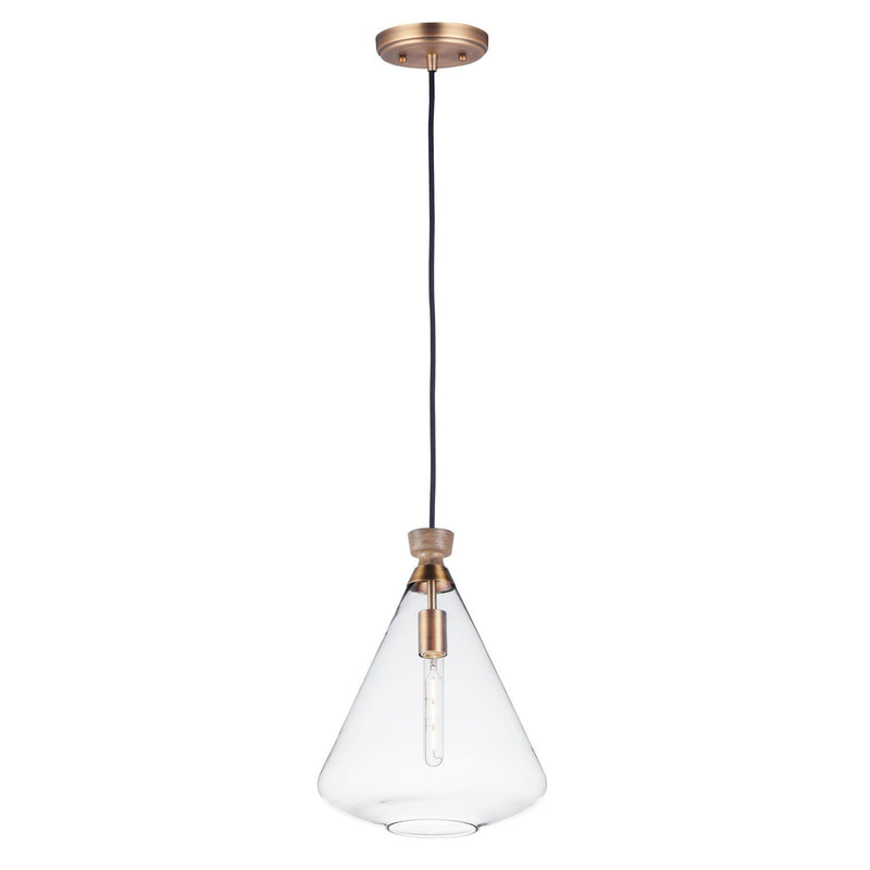 Maxim - 10101CLWOAB - One Light Pendant - Abbott - Weathered Oak / Antique Brass