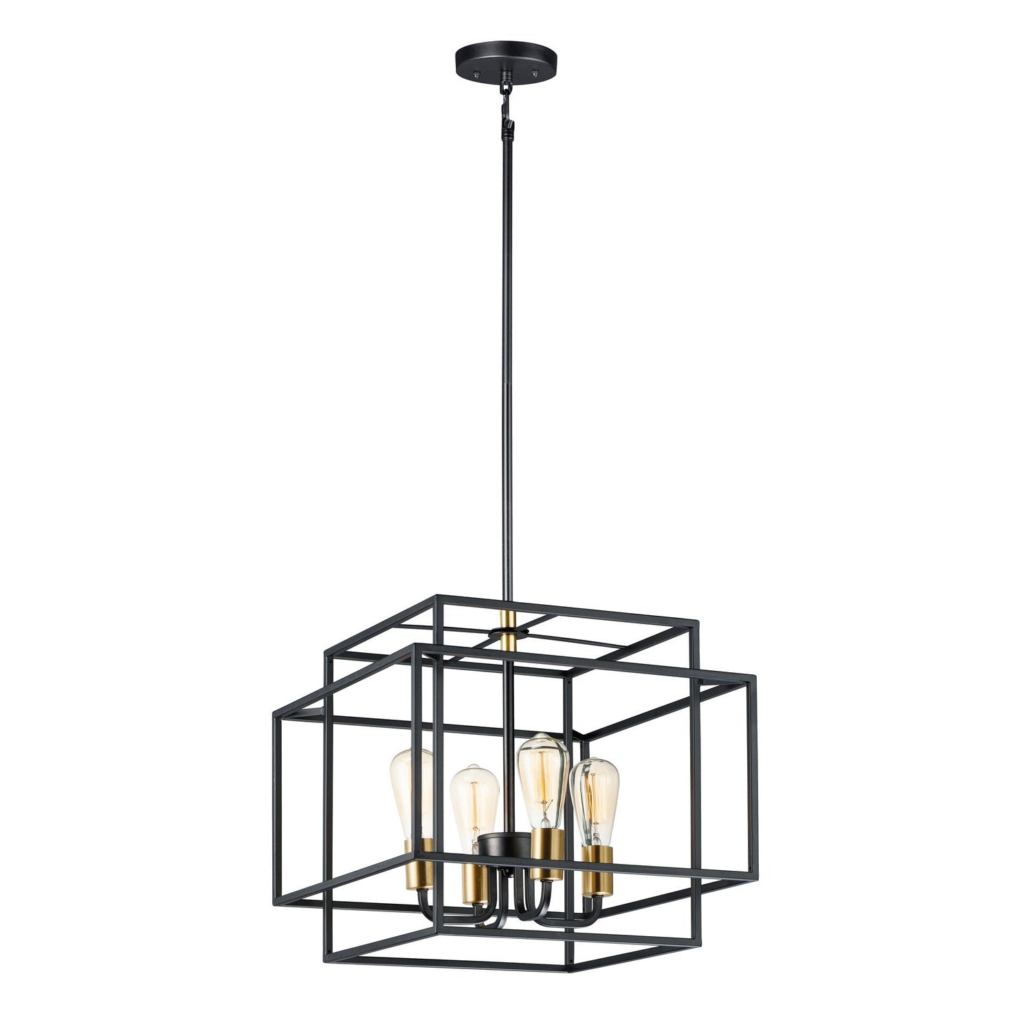 Maxim - 10247BKSBR - Four Light Pendant - Liner - Black / Satin Brass