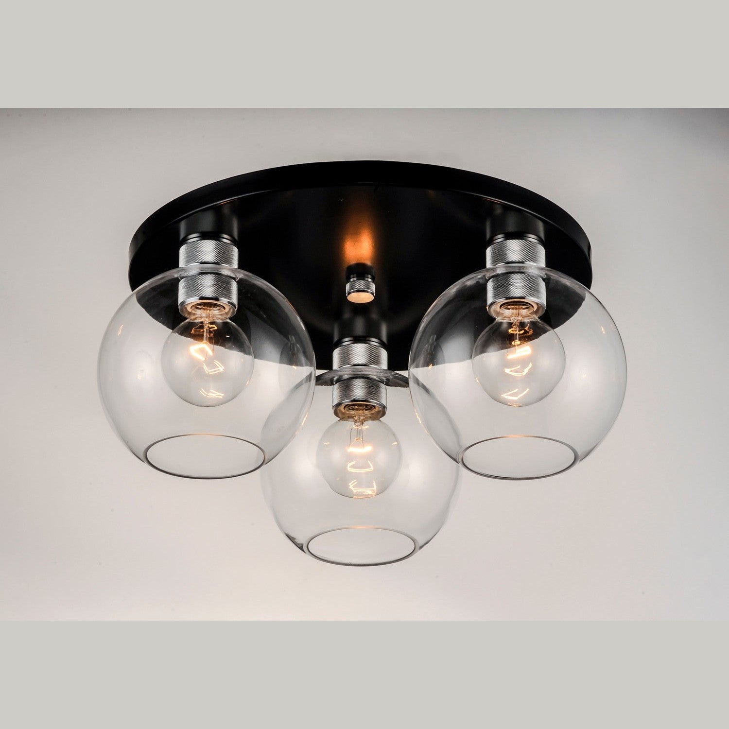 Maxim - 21610CLBKAL - Three Light Flush Mount - Vessel - Black / Brushed Aluminum