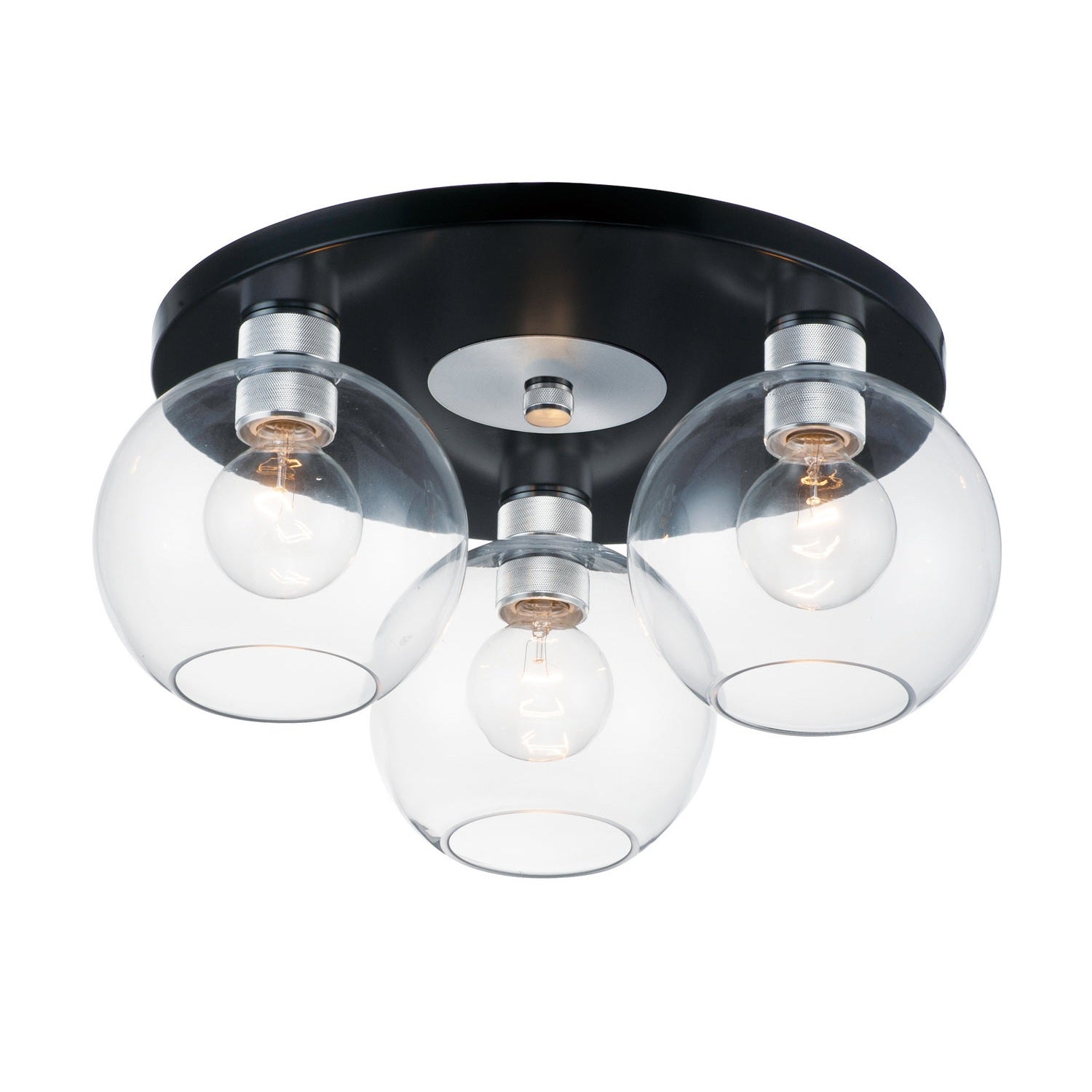 Maxim - 21610CLBKAL - Three Light Flush Mount - Vessel - Black / Brushed Aluminum