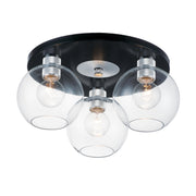 Maxim - 21610CLBKAL - Three Light Flush Mount - Vessel - Black / Brushed Aluminum