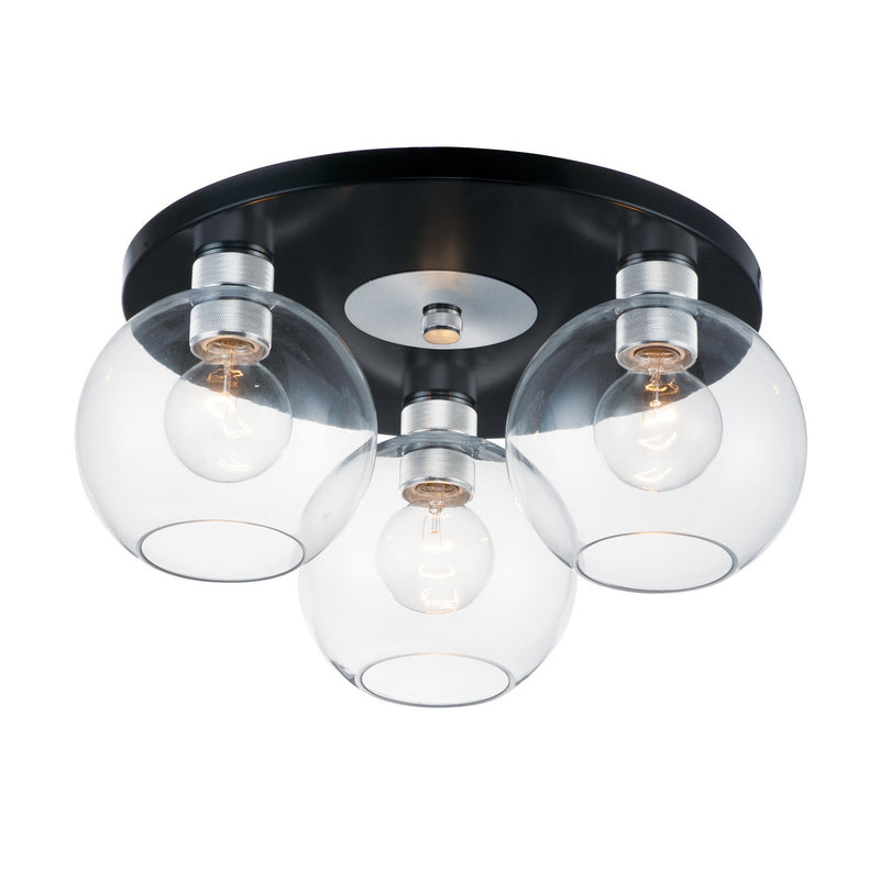 Maxim - 21610CLBKAL - Three Light Flush Mount - Vessel - Black / Brushed Aluminum