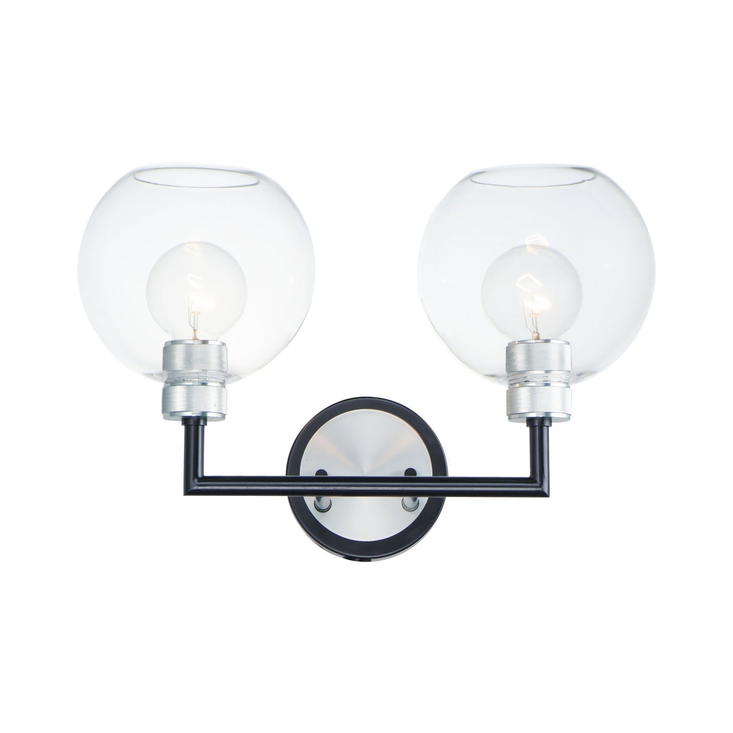 Maxim - 21612CLBKAL - Two Light Wall Sconce - Vessel - Black / Brushed Aluminum