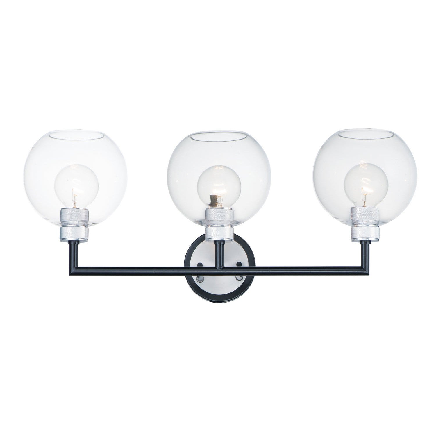 Maxim - 21613CLBKAL - Three Light Wall Sconce - Vessel - Black / Brushed Aluminum