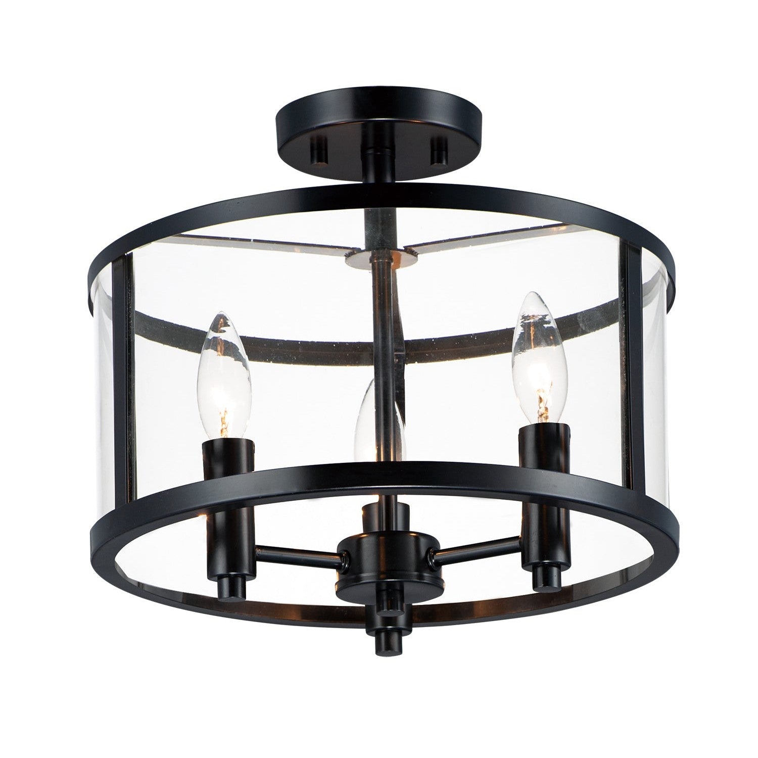 Maxim - 25250CLBK - Three Light Semi Flush Mount - Sentinel - Black