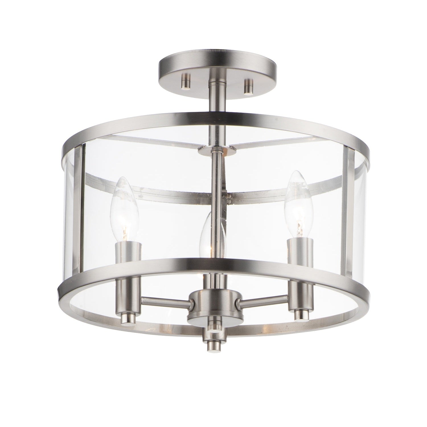 Maxim - 25250CLSN - Three Light Semi Flush Mount - Sentinel - Satin Nickel