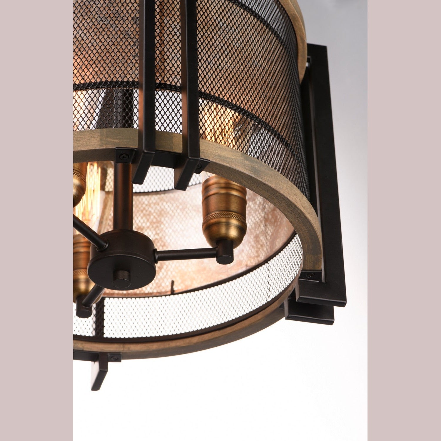 Maxim - 27560BKBWAB - Three Light Flush Mount - Boundry - Black / Barn Wood / Antique Brass