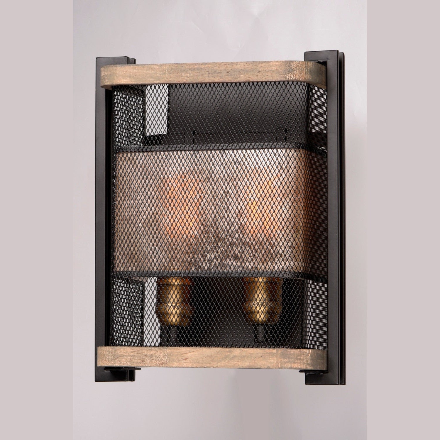Maxim - 27562BKBWAB - Two Light Wall Sconce - Boundry - Black / Barn Wood / Antique Brass