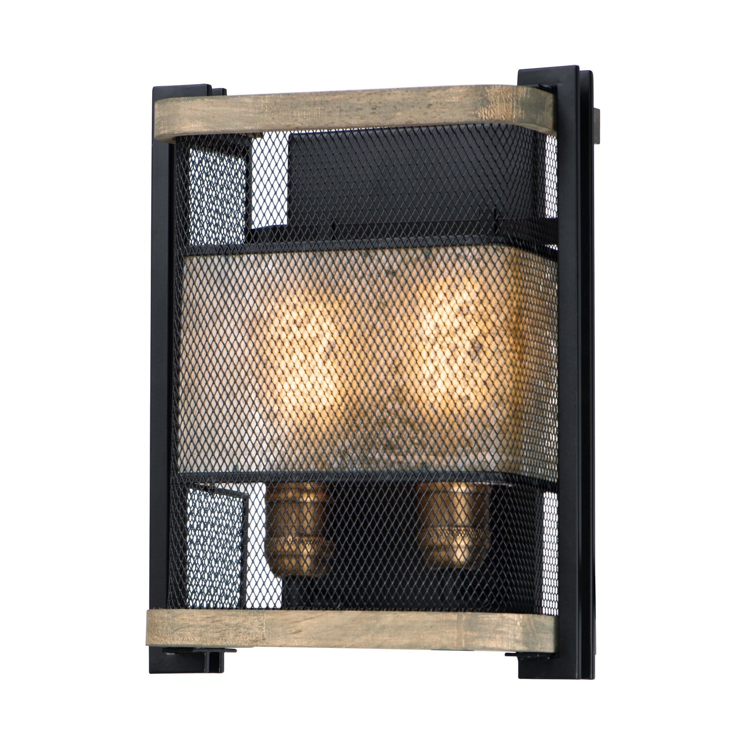 Maxim - 27562BKBWAB - Two Light Wall Sconce - Boundry - Black / Barn Wood / Antique Brass