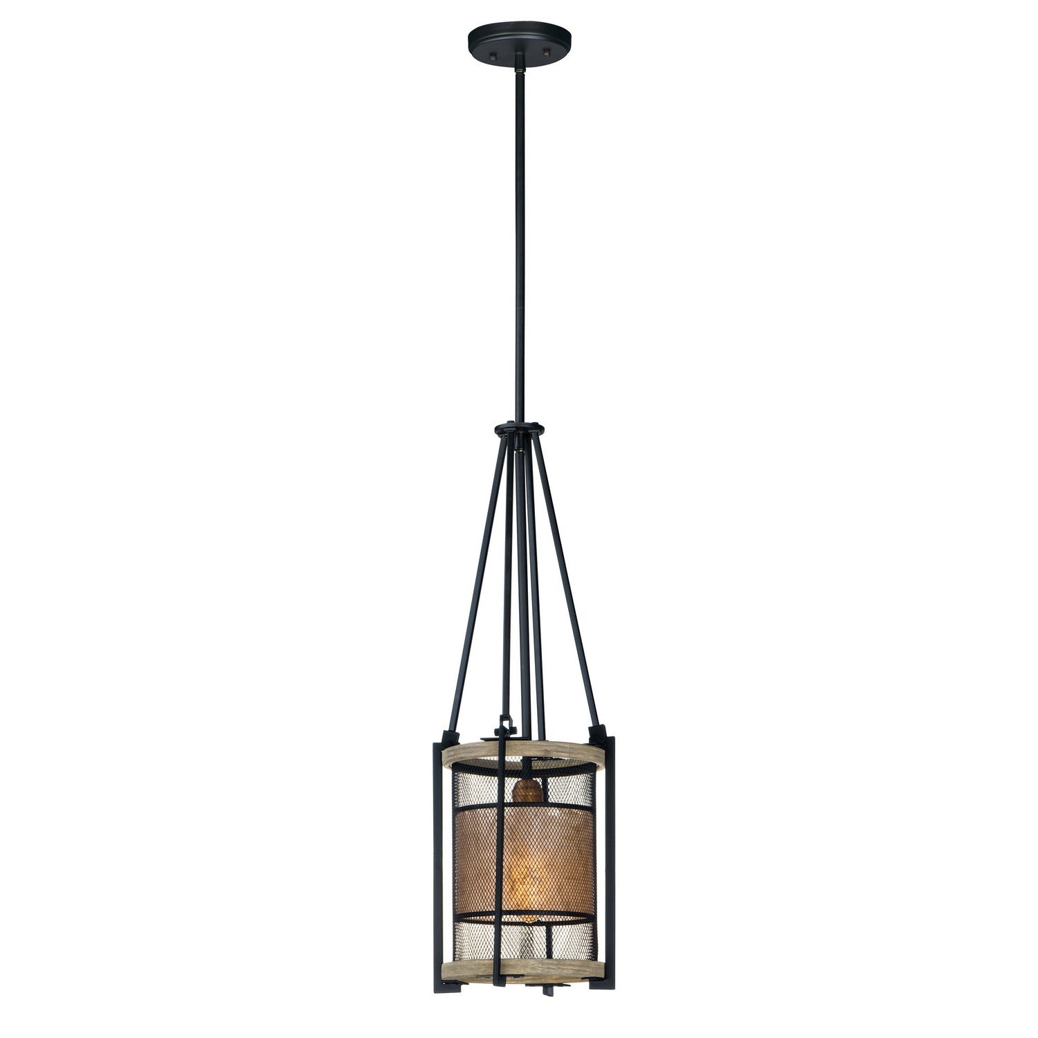 Maxim - 27563BKBWAB - One Light Pendant - Boundry - Black / Barn Wood / Antique Brass