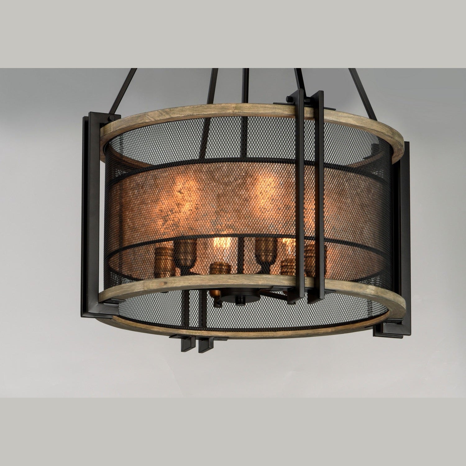 Maxim - 27565BKBWAB - Six Light Chandelier - Boundry - Black / Barn Wood / Antique Brass
