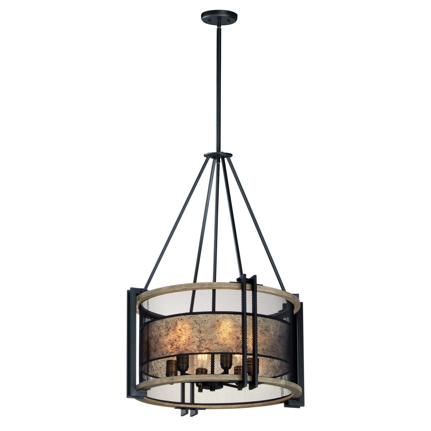 Maxim - 27565BKBWAB - Six Light Chandelier - Boundry - Black / Barn Wood / Antique Brass