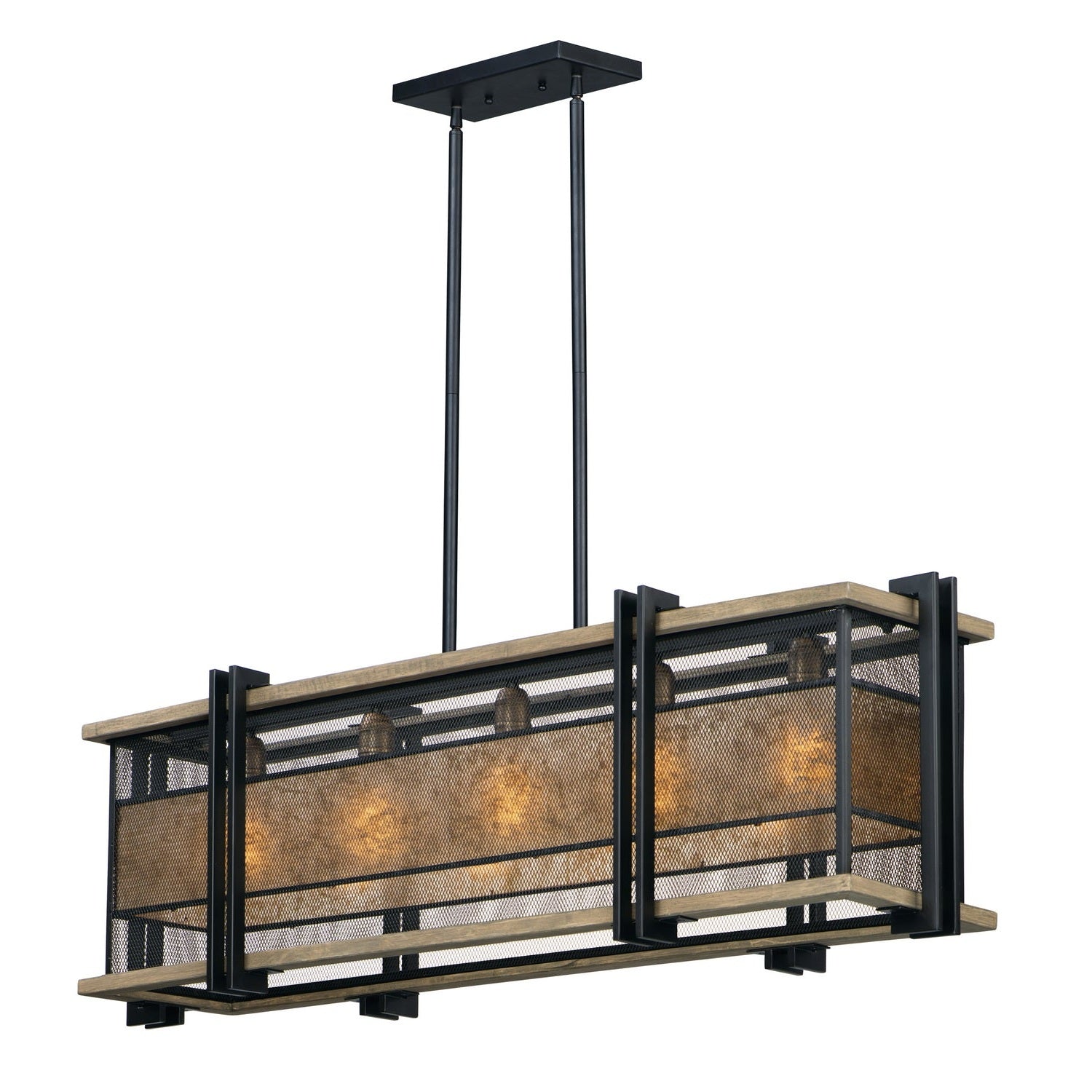 Maxim - 27567BKBWAB - Five Light Linear Pendant - Boundry - Black / Barn Wood / Antique Brass