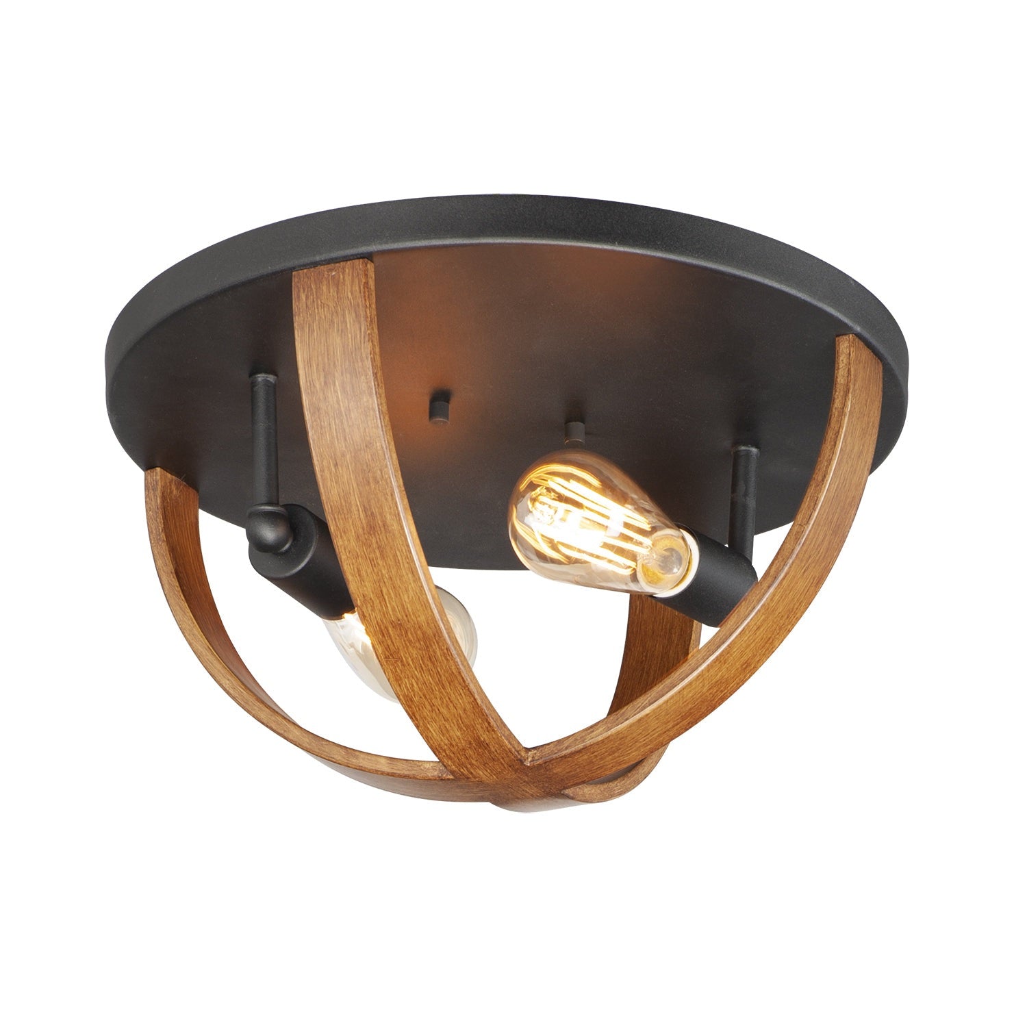 Maxim - 27570APBK - Two Light Flush Mount - Compass - Antique Pecan / Black