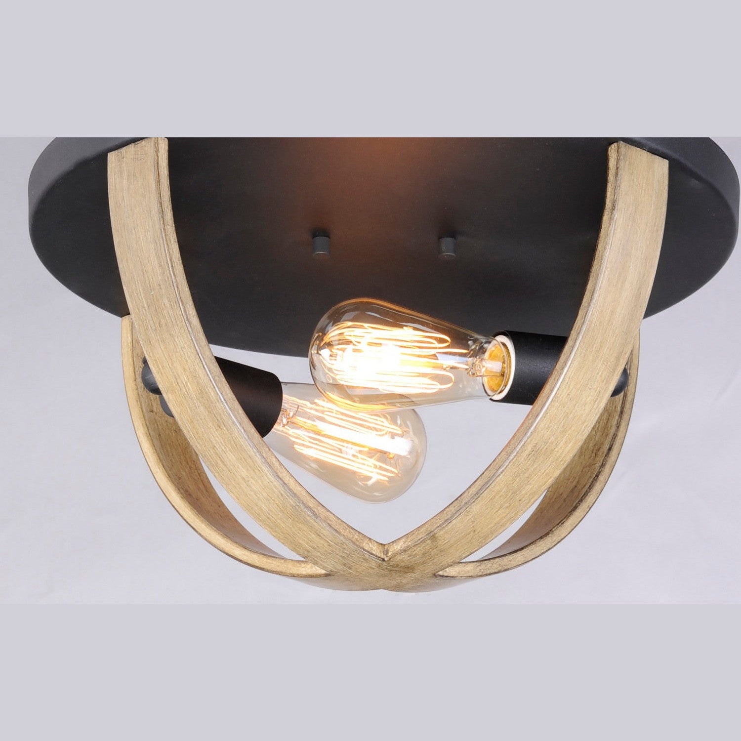 Maxim - 27570BWBK - Two Light Flush Mount - Compass - Barn Wood / Black