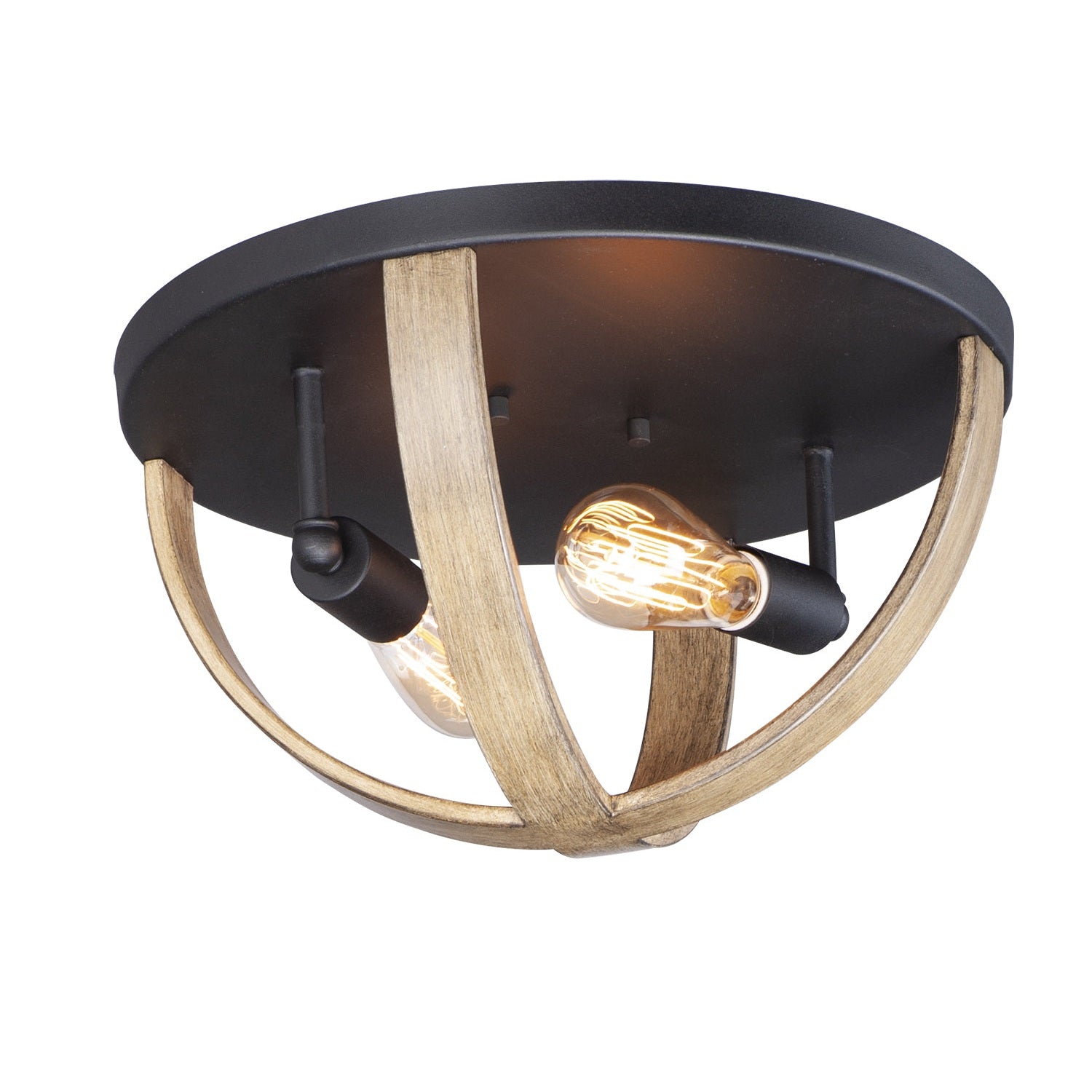 Maxim - 27570BWBK - Two Light Flush Mount - Compass - Barn Wood / Black