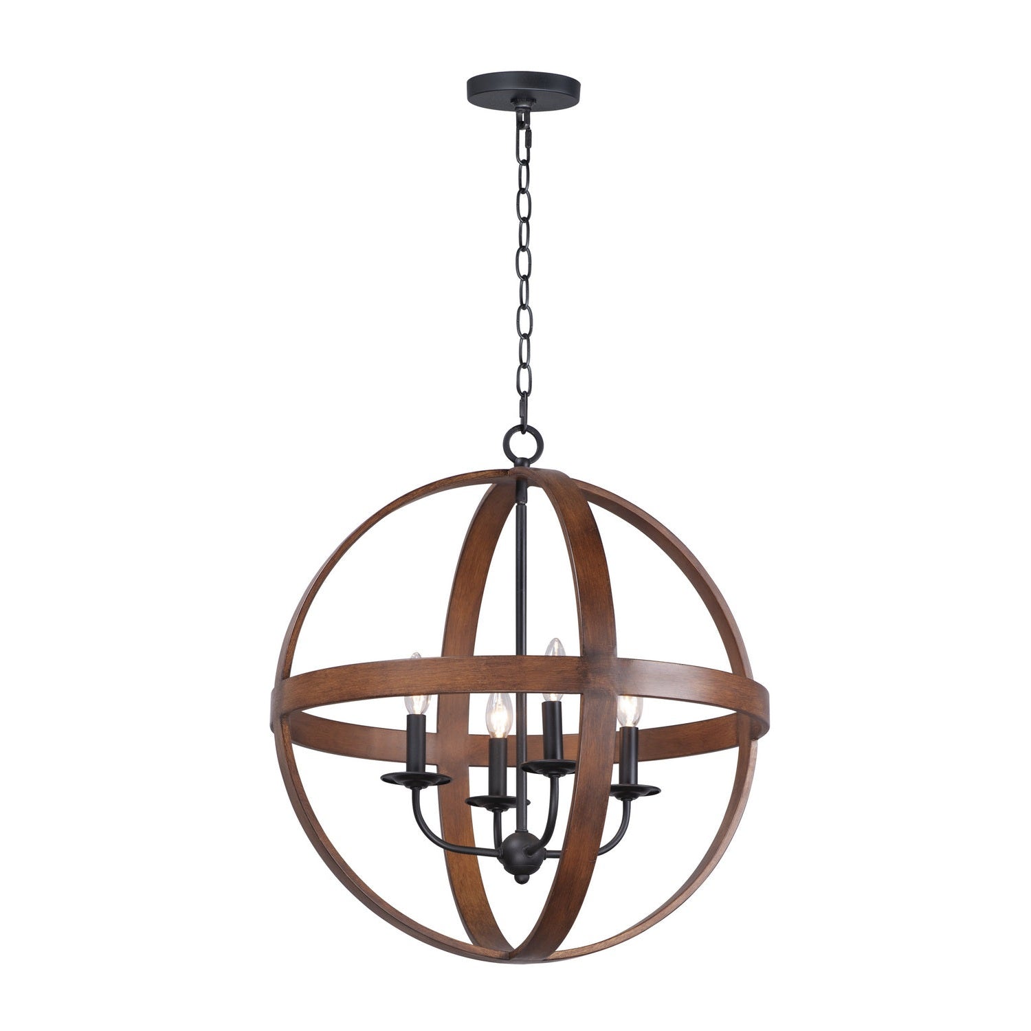 Maxim - 27574APBK - Four Light Pendant - Compass - Antique Pecan / Black