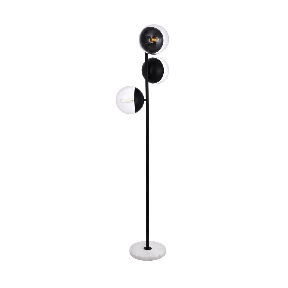 Elegant Lighting - LD6159BK - Three Light Floor Lamp - Eclipse - Black and Clear