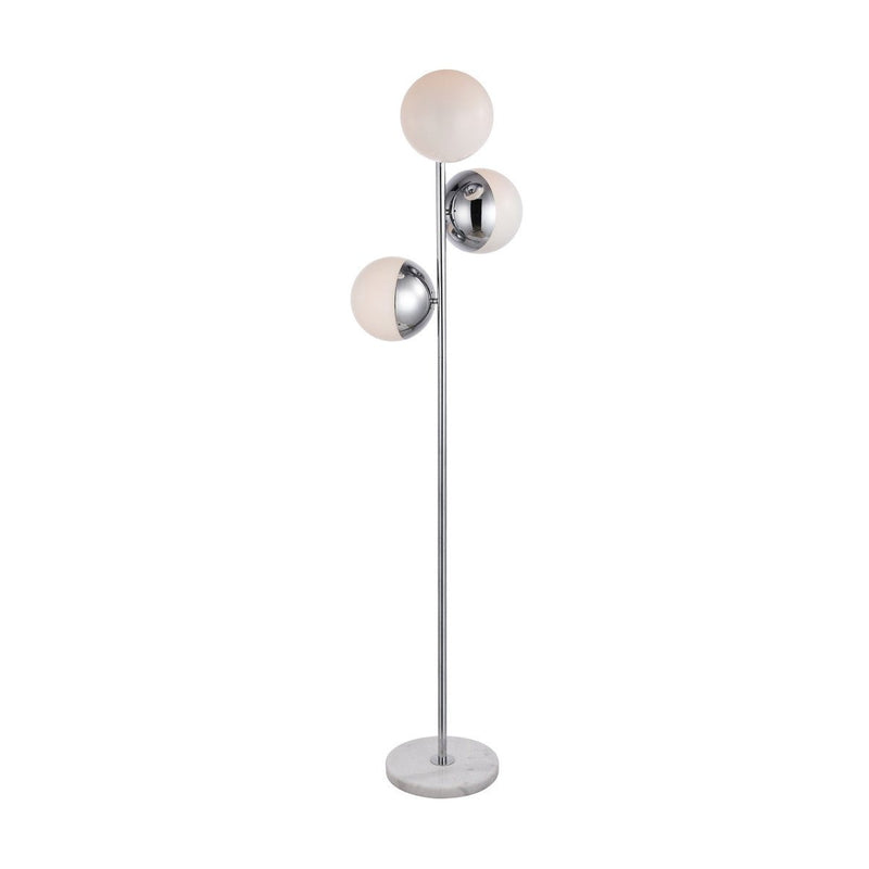 Elegant Lighting - LD6160C - Three Light Floor Lamp - Eclipse - Chrome and frosted white
