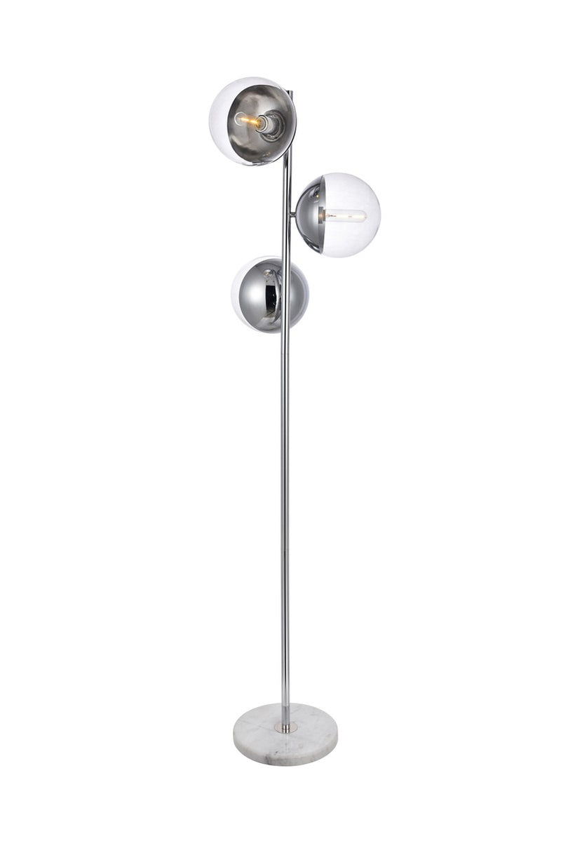 Elegant Lighting - LD6161C - Three Light Floor Lamp - Eclipse - Chrome and Clear