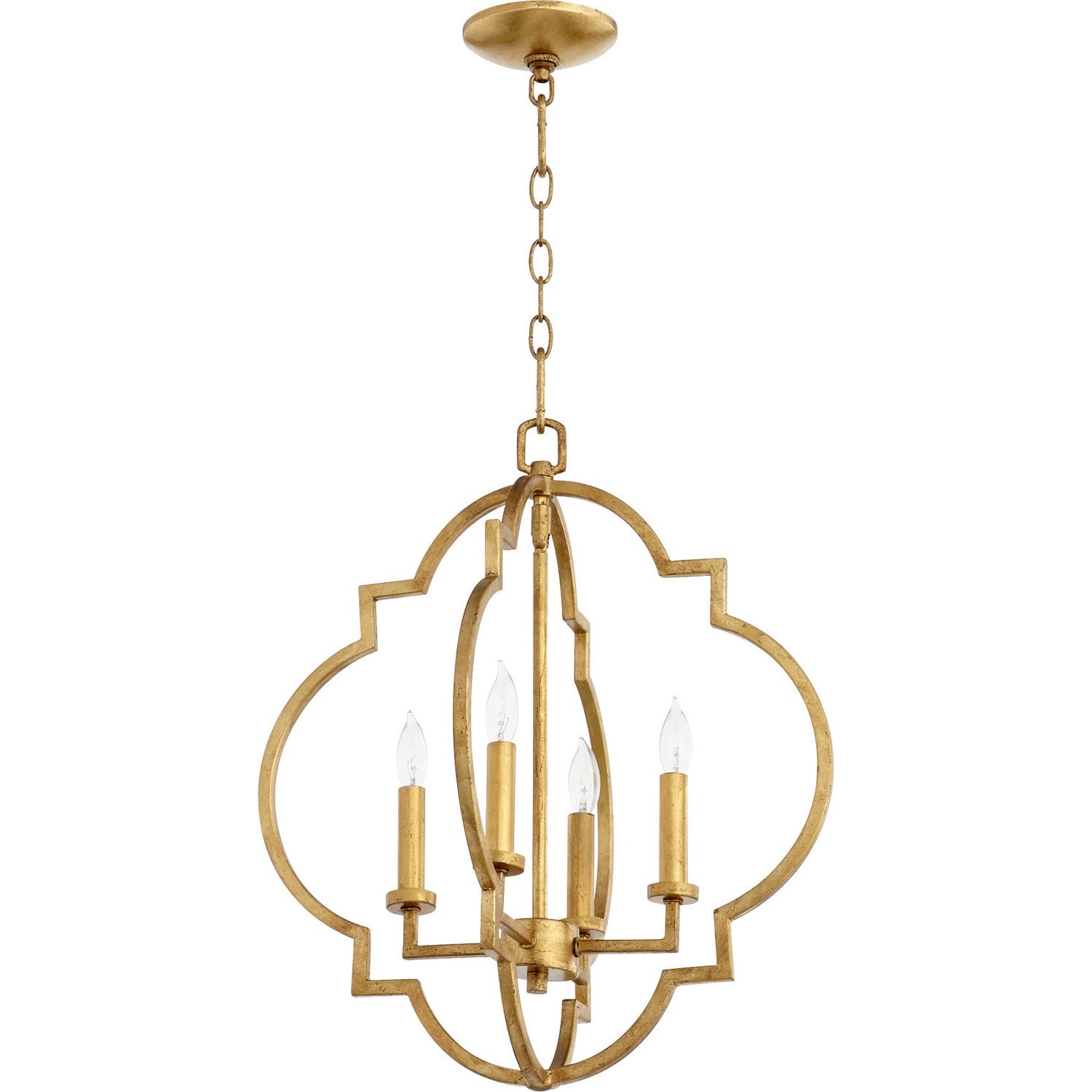 Quorum - 6842-4-74 - Four Light Entry Pendant - Dublin - Gold Leaf