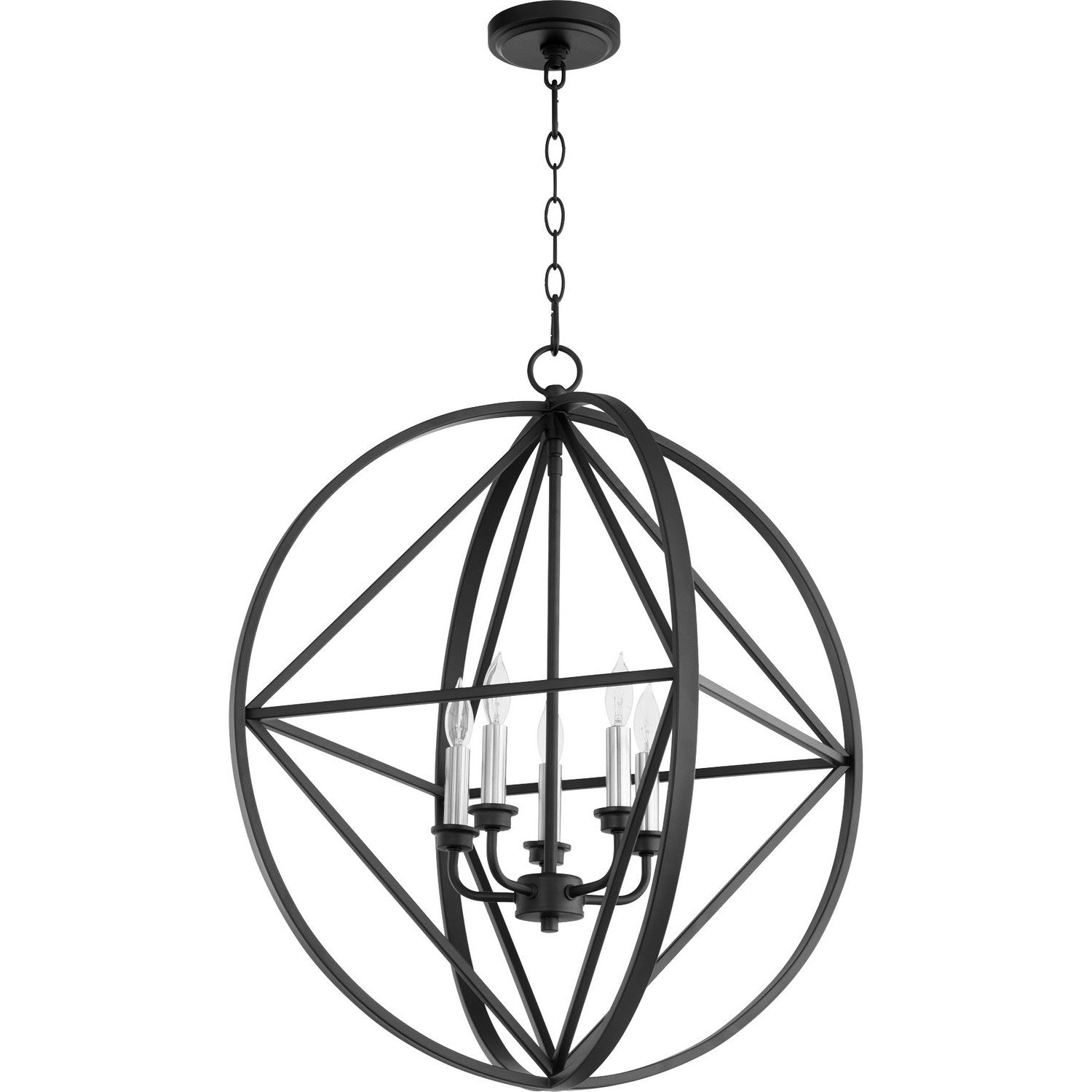 Quorum - 807-5-69 - Five Light Pendant - Prolate with Cube Pendants - Textured Black