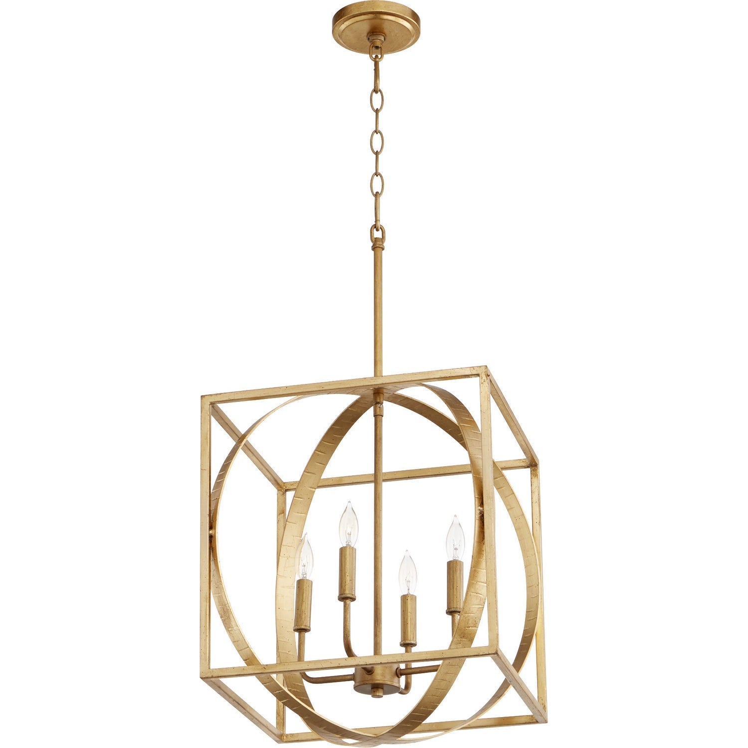 Quorum - 8150-4-74 - Four Light Pendant - Cube and Sphere Pendants - Gold Leaf