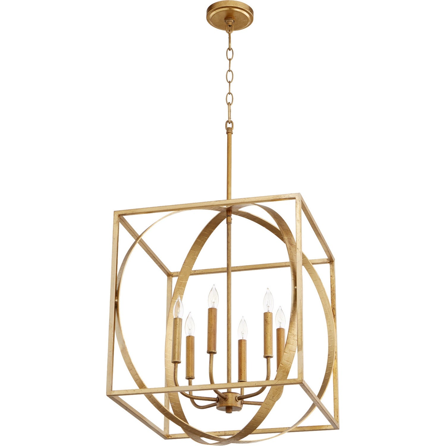 Quorum - 8150-6-74 - Six Light Pendant - Cube and Sphere Pendants - Gold Leaf