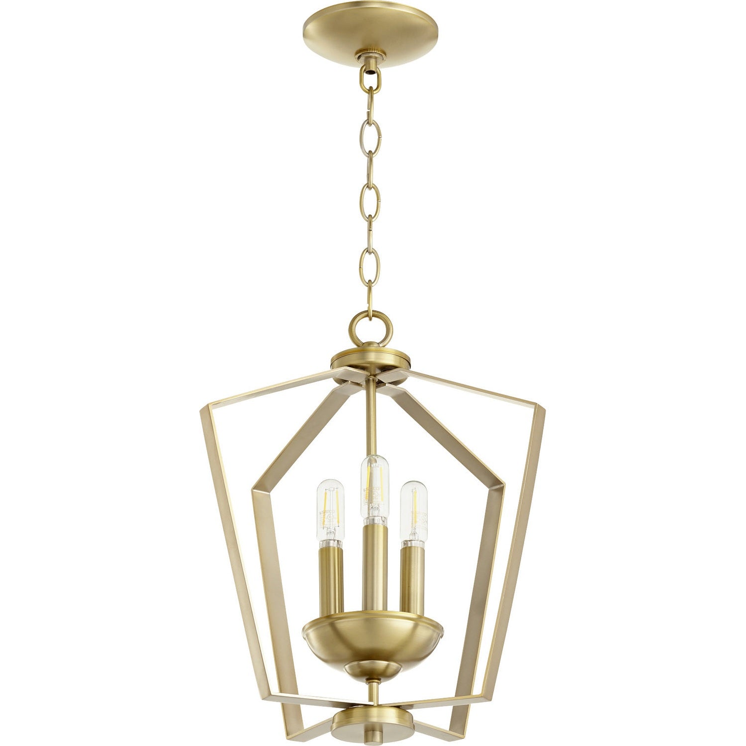 Quorum - 894-3-80 - Three Light Entry Pendant - 3LT Entry Series - Aged Brass