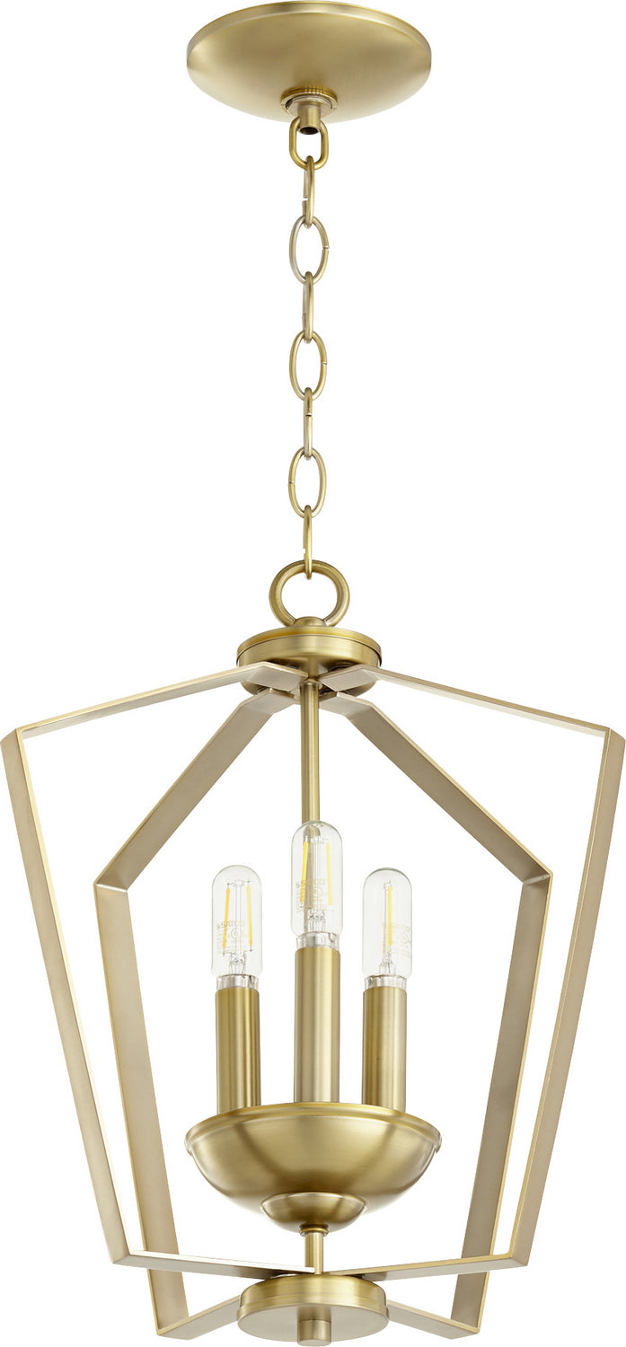 Quorum - 894-3-80 - Three Light Entry Pendant - 3LT Entry Series - Aged Brass