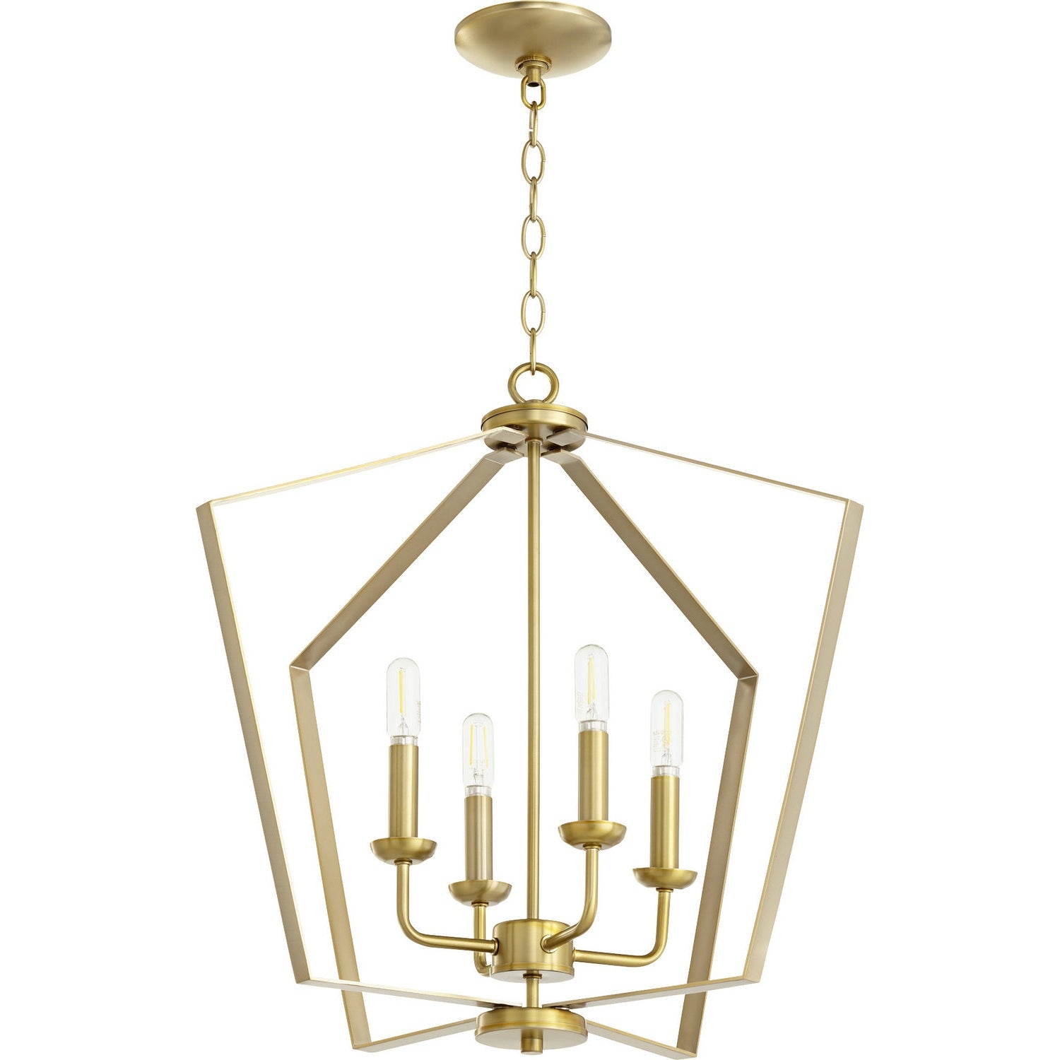 Quorum - 894-4-80 - Four Light Entry Pendant - 4LT Entry Series - Aged Brass
