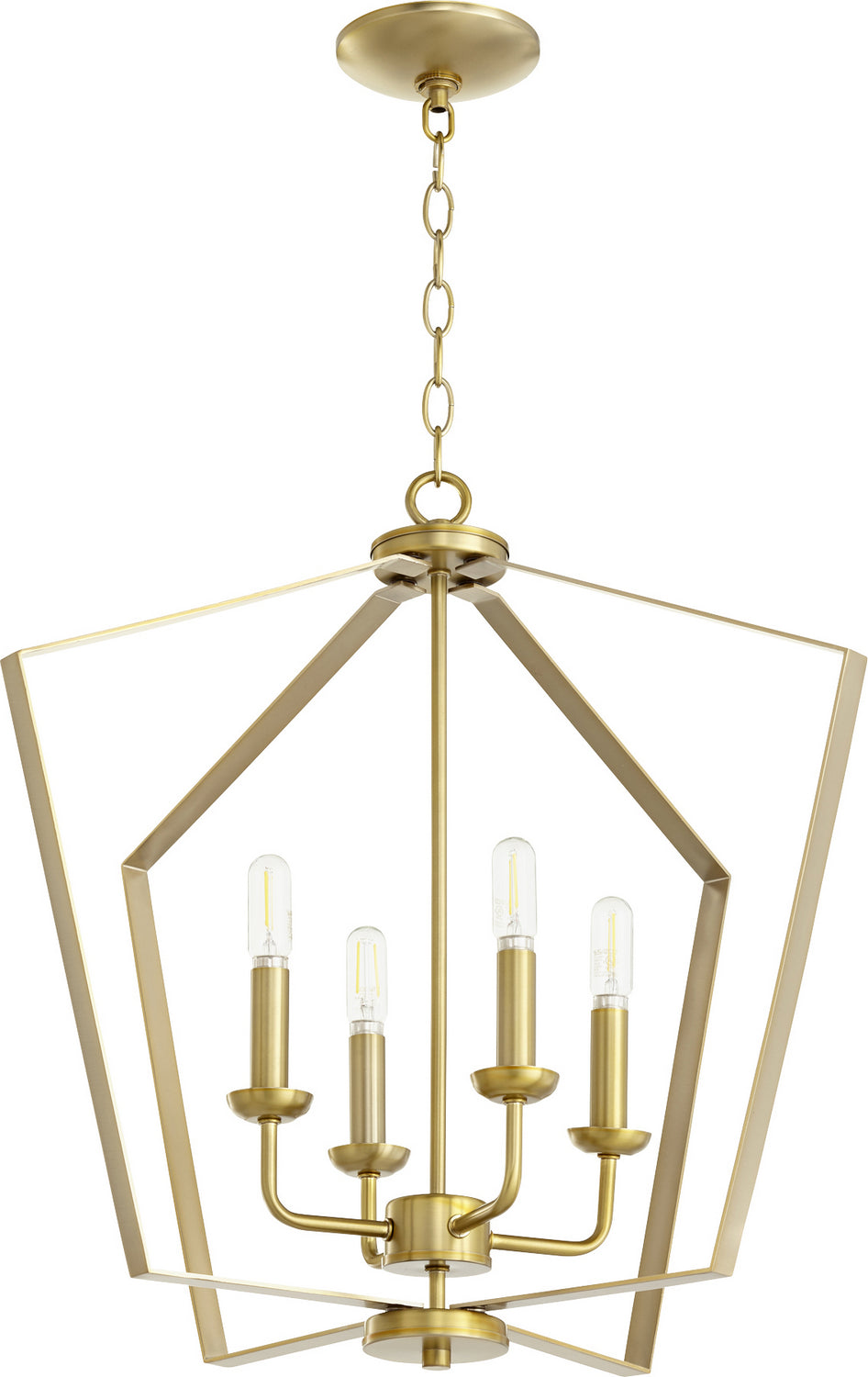 Quorum - 894-4-80 - Four Light Entry Pendant - 4LT Entry Series - Aged Brass
