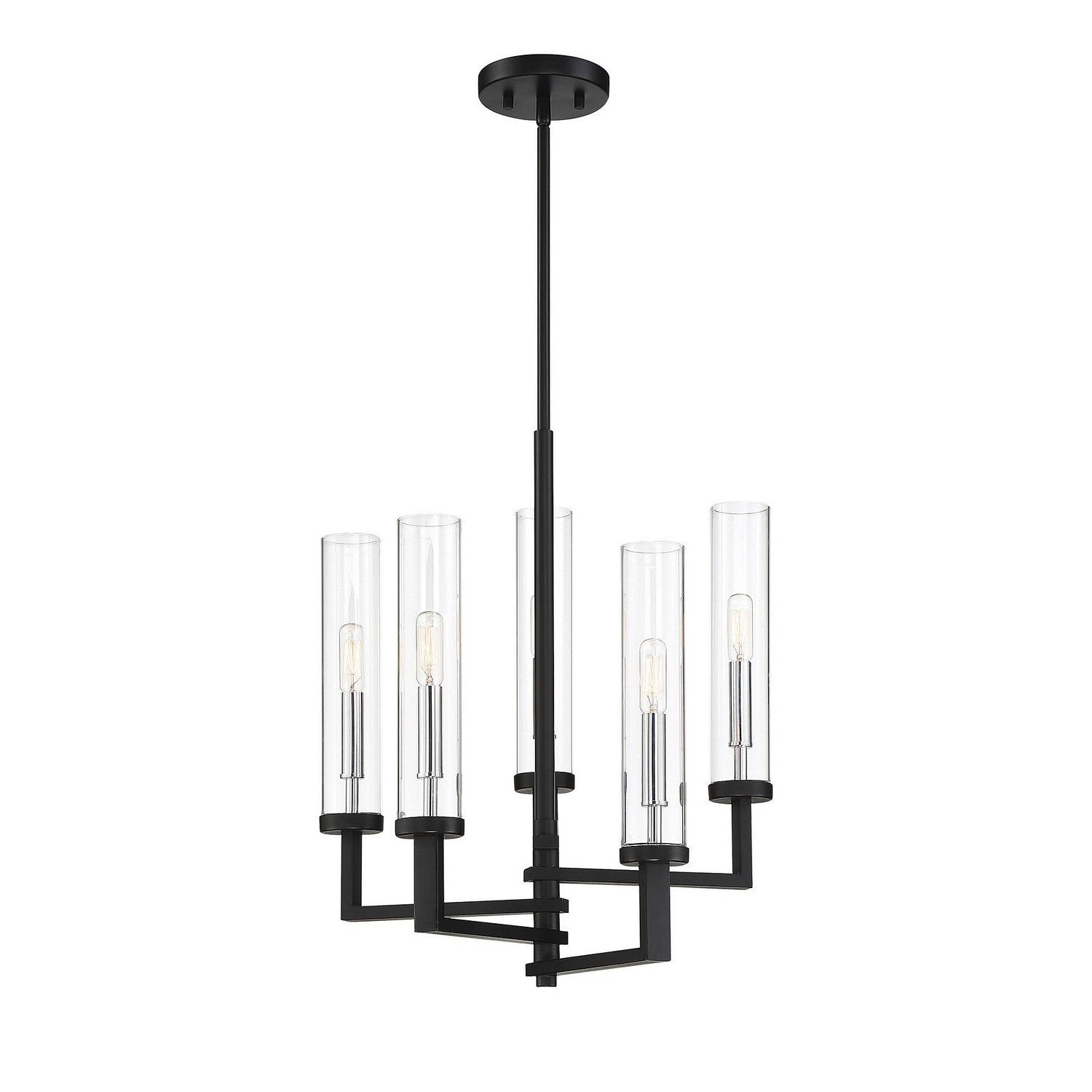 Savoy House - 1-2135-5-67 - Five Light Chandelier - Folsom - Matte Black with Polished Chrome