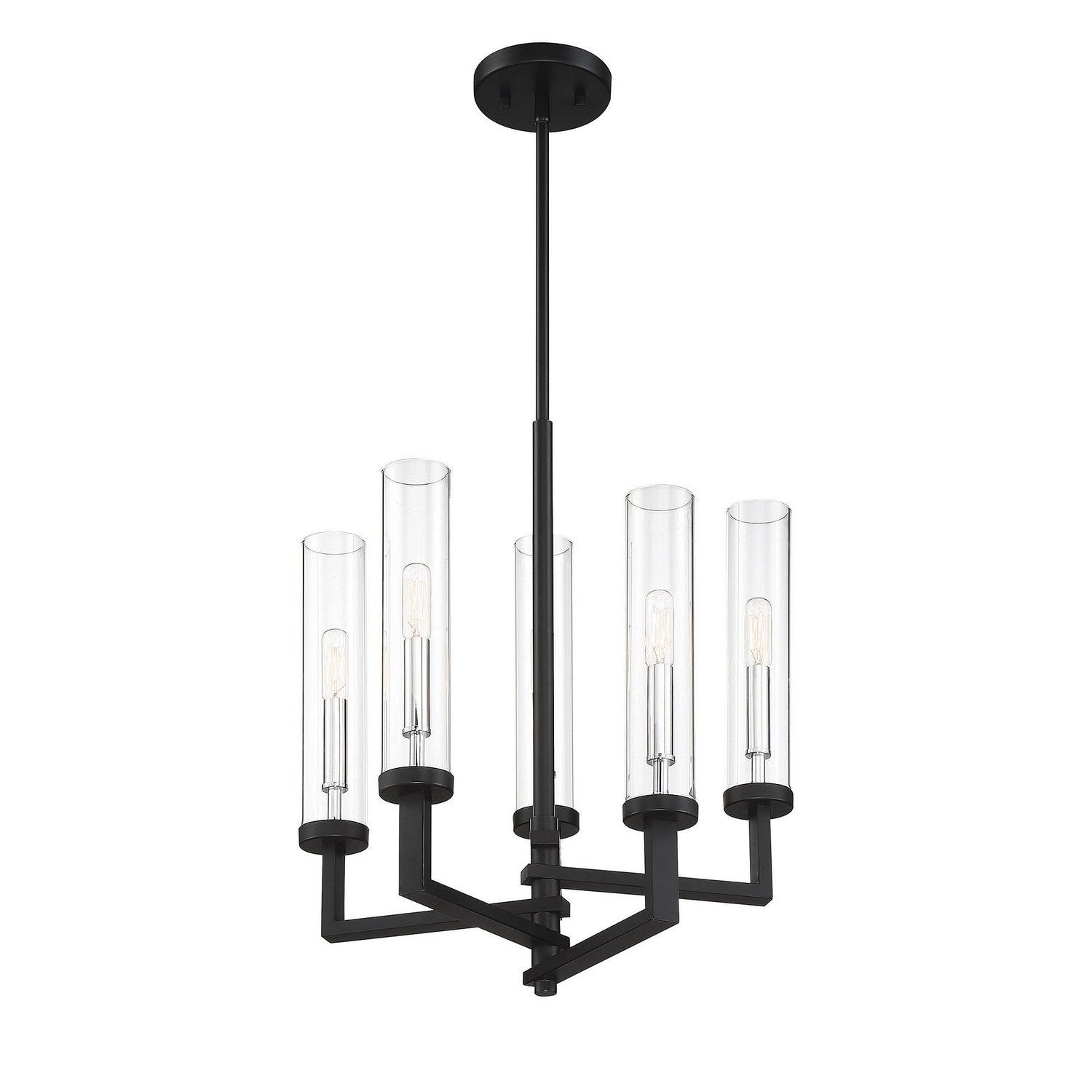 Savoy House - 1-2135-5-67 - Five Light Chandelier - Folsom - Matte Black with Polished Chrome