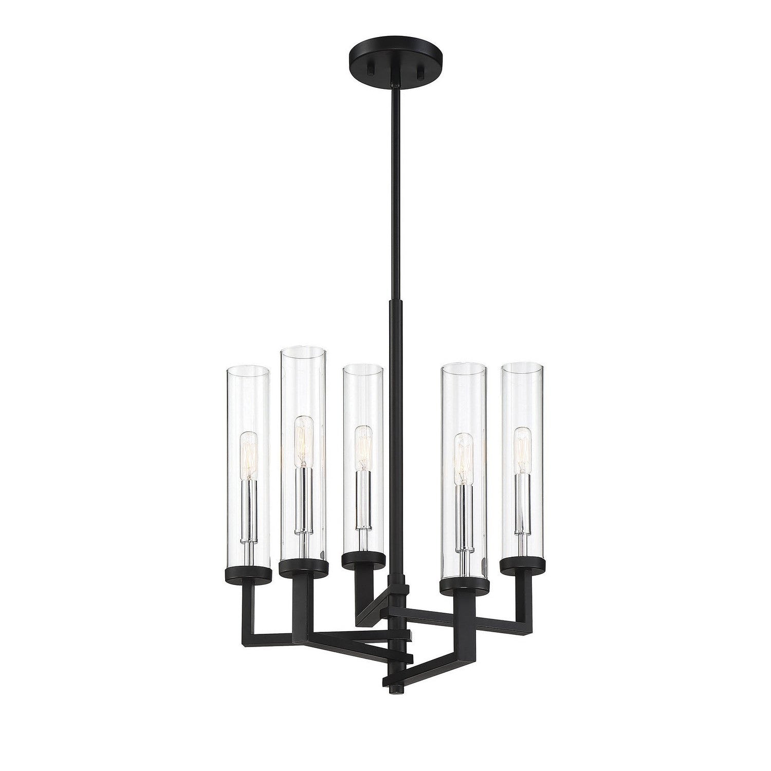 Savoy House - 1-2135-5-67 - Five Light Chandelier - Folsom - Matte Black with Polished Chrome