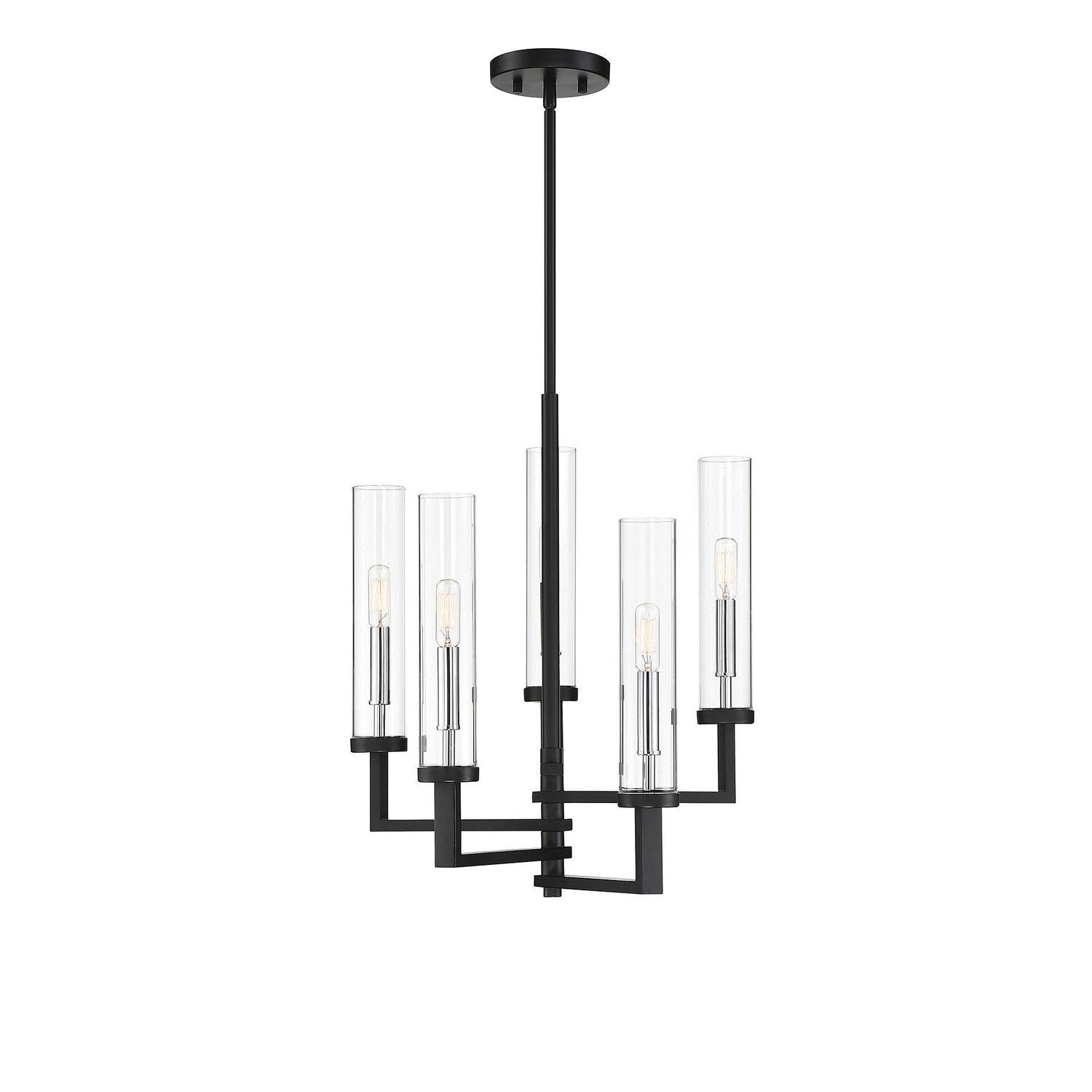 Savoy House - 1-2135-5-67 - Five Light Chandelier - Folsom - Matte Black with Polished Chrome