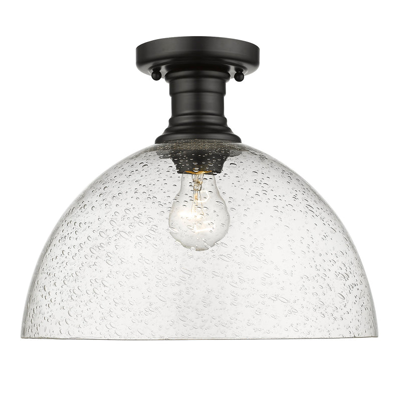 Golden - 3118-SF14 BLK-SD - One Light Semi-Flush Mount - Hines - Matte Black