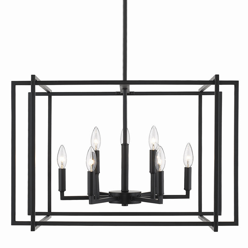 Golden - 6070-9 BLK-BLK - Nine Light Chandelier - Tribeca - Matte Black