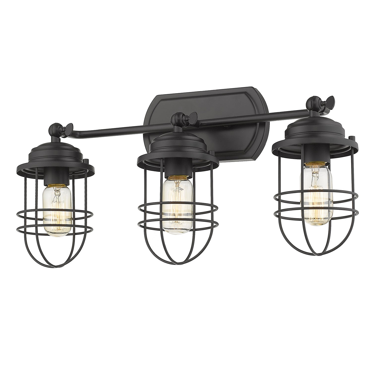 Golden - 9808-BA3 BLK - Three Light Bath Vanity - Seaport - Matte Black