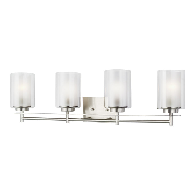 Generation Lighting - 4437304EN3-962 - Four Light Wall / Bath - Elmwood Park - Brushed Nickel