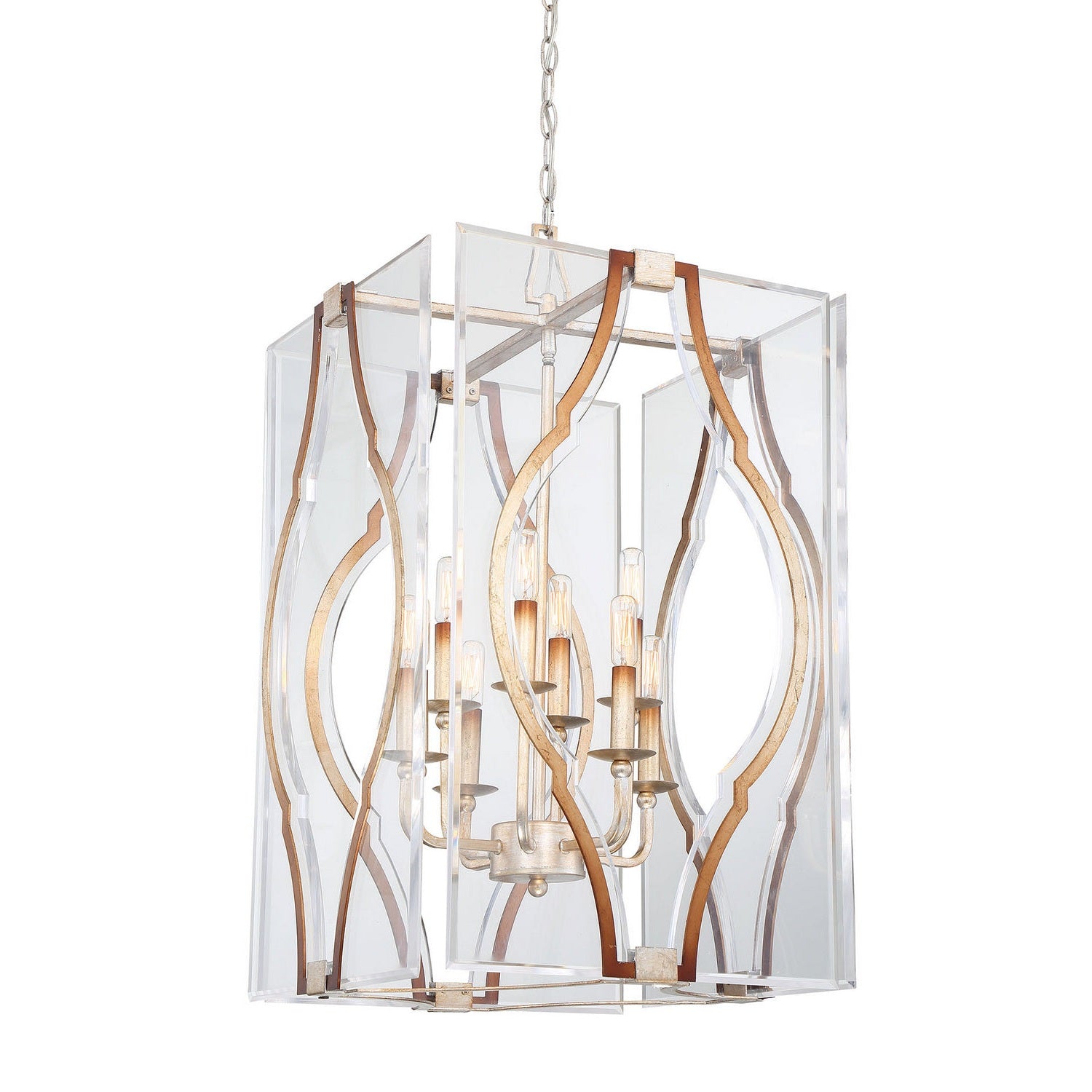 Metropolitan - N7768-683 - Eight Light Pendant - Brenton Cove - Gold Mist Gold Leaf