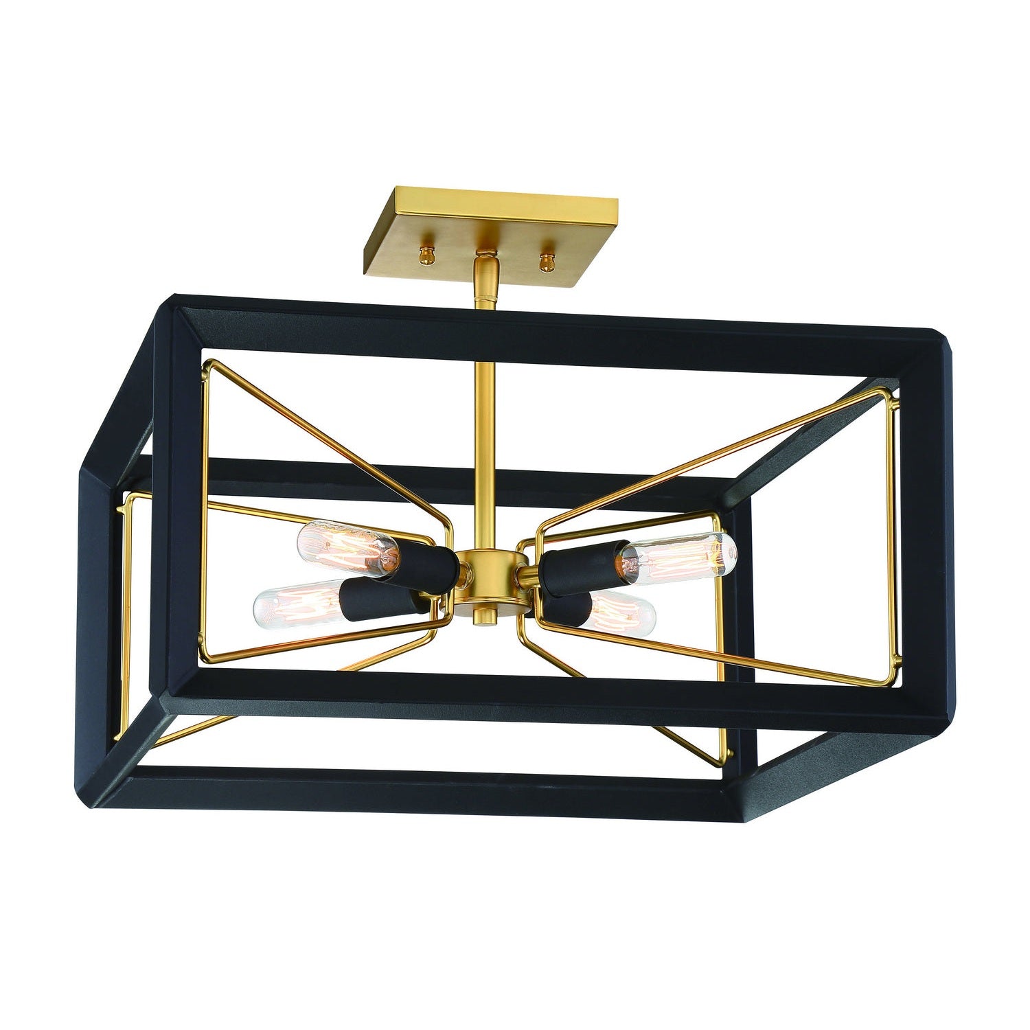 Metropolitan - N7853-707 - Four Light Semi Flush Mount - Sable Point - Sand Coal With Honey Gold Acce
