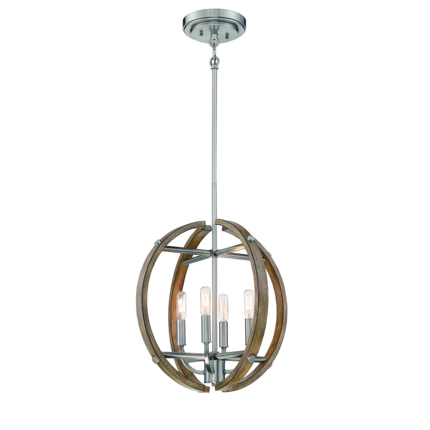 Minka-Lavery - 4012-280 - Four Light Pendant - Country Estates - Sun Faded Wood W/Brushed Nicke