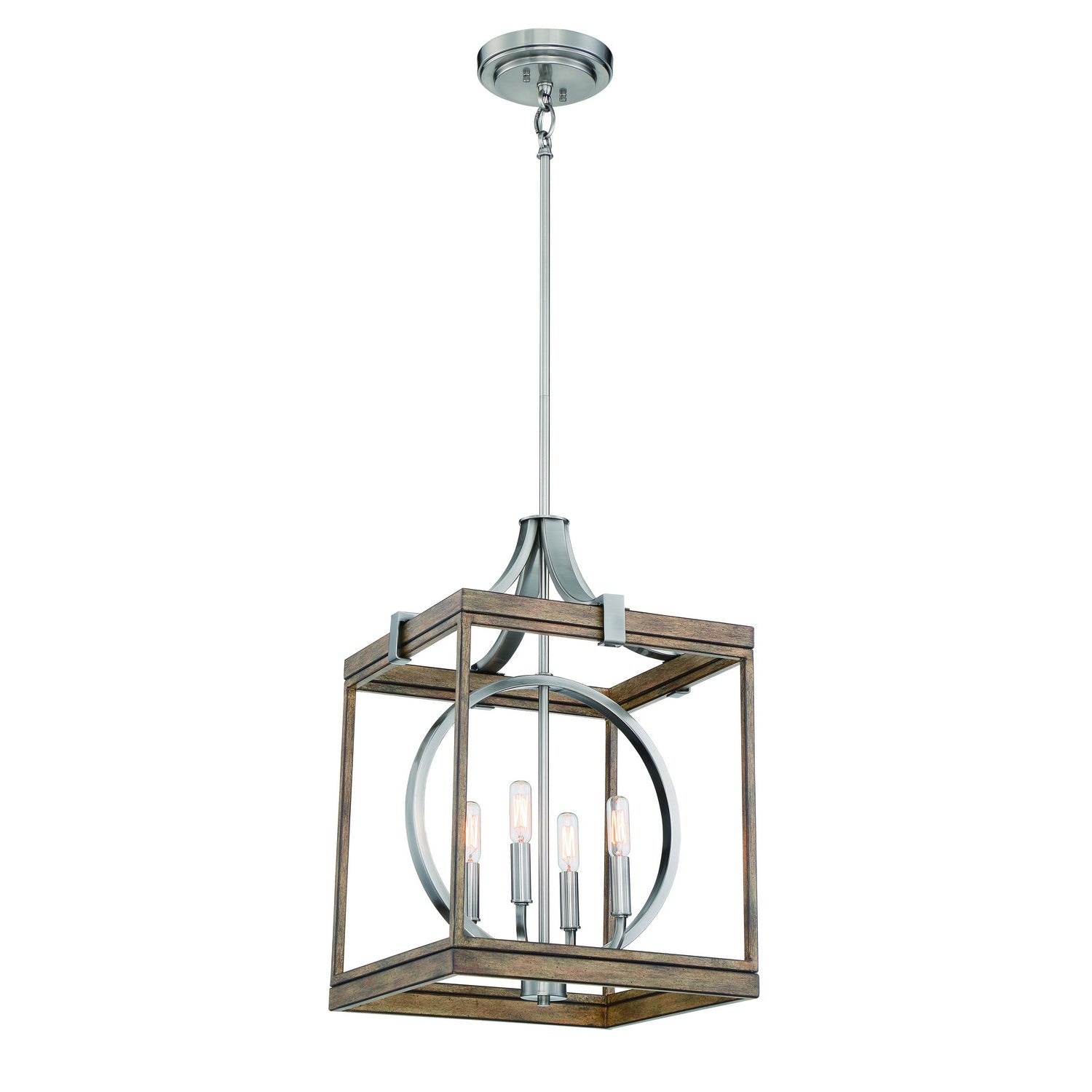 Minka-Lavery - 4014-280 - Four Light Pendant - Country Estates - Sun Faded Wood W/Brushed Nicke